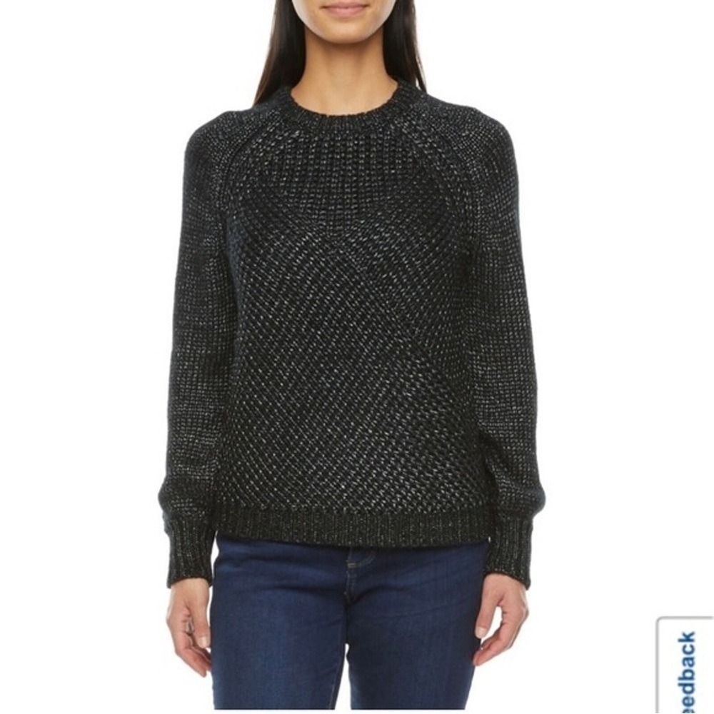 Worthington Black and Silver Crew Neck Long Sleeve Pullover Sweater size 3X